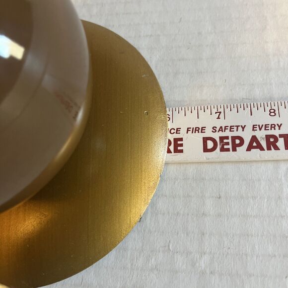 Vintage MCM Pillar Candle Holder Pair Green Brown Gold Stacked Round Minimalist - Picture 11 of 11